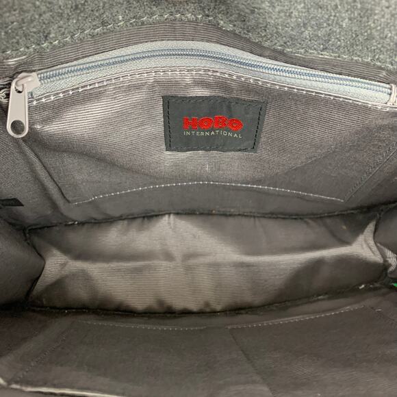 Hobo International Bag Gray Wool and Brown Patent Leather Old Money Classic - Picture 5 of 6